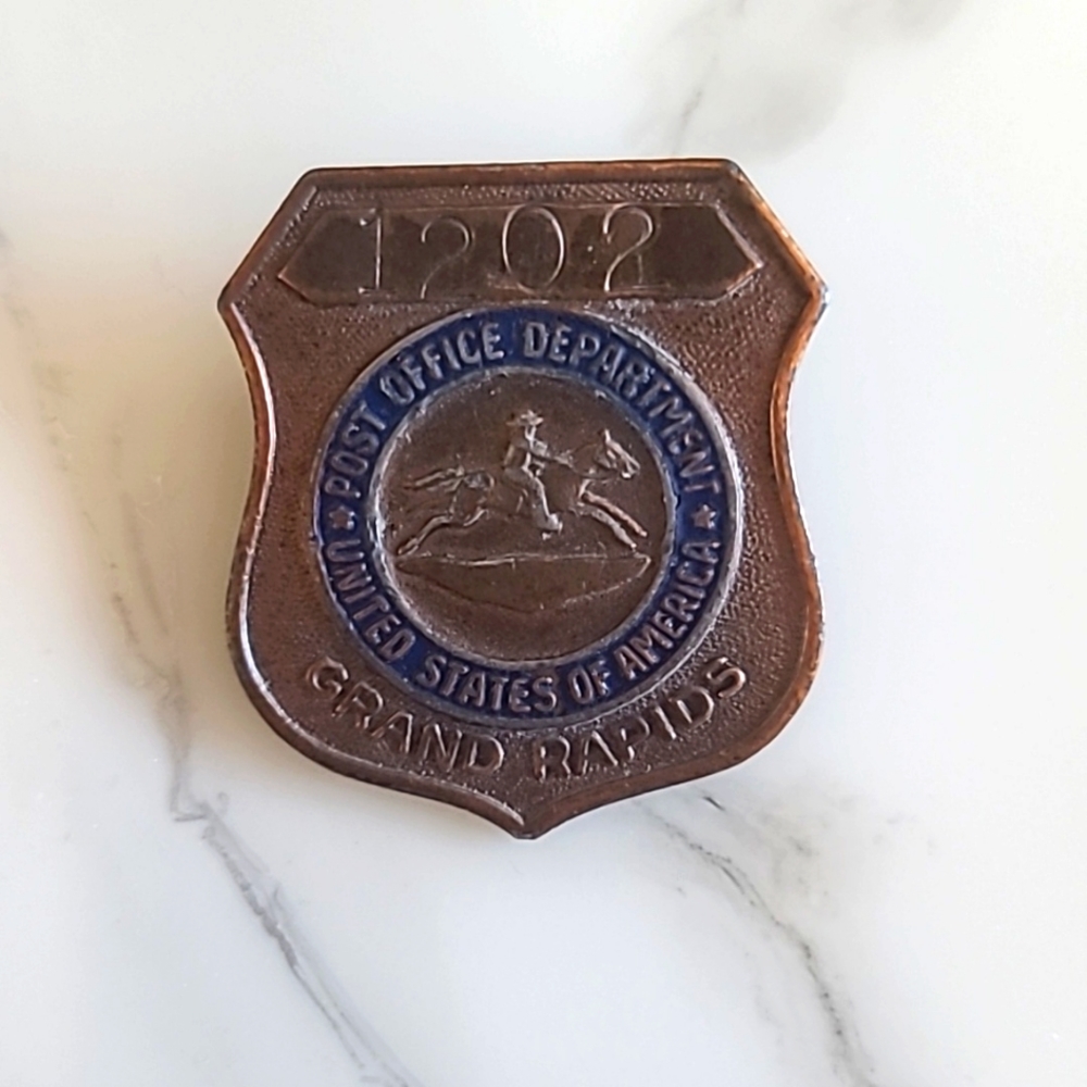 Vintage Collectible USPS Post Office Brass Badge 1950s or 1960s
